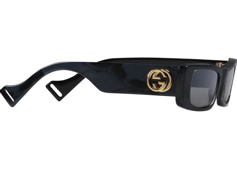 Gucci Rectangular Sunglasses Shiny Black/Gold 